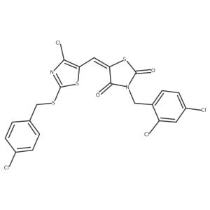 (5Z)-5-[[4-Chloro-2-[[(4-chlorophenyl)methyl]thio]-5-thiazolyl]methylene]-3-[(2,4-dichlorophenyl)methyl]-2,4-thiazolidinedione Structure