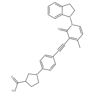 3-Pyrrolidinecarboxamide,1-[5-[2-[1-(2,3-dihydro-1h-indolyl)-1,2-dihydro-4-methyl-2-oxo-3-pyridinyl]ethynyl]-2-pyridinyl]- Structure
