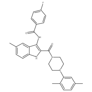 N-{2-[4-(2,5-dimethylphenyl)piperazine-1-carbonyl]-5-methyl-1H-indol-3-yl}-4-fluorobenzamide Structure