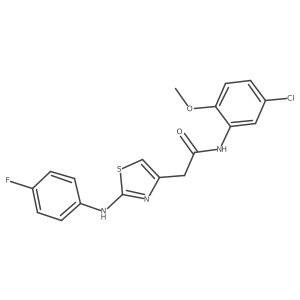 COc1ccc(Cl)cc1NC(=O)Cc1csc(Nc2ccc(F)cc2)n1结构式