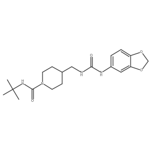 4-((3-(benzo[d][1,3]dioxol-5-yl)ureido)methyl)-N-(tert-butyl)piperidine-1-carboxamide结构式