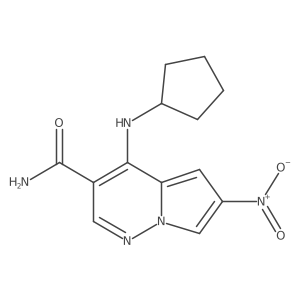 4-(Cyclopentylamino)-6-nitropyrrolo[1,2-b]pyridazine-3-carboxamide结构式