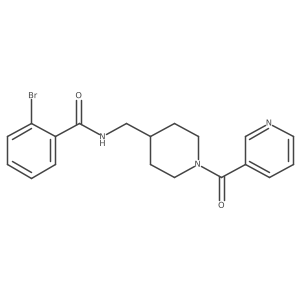 2-bromo-N-((1-nicotinoylpiperidin-4-yl)methyl)benzamide结构式