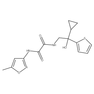 N1-(2-cyclopropyl-2-hydroxy-2-(thiophen-2-yl)ethyl)-N2-(5-methylisoxazol-3-yl)oxalamide结构式