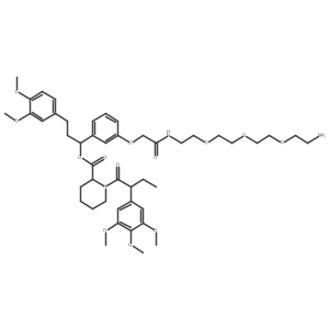 (R)-1-(3-((14-Amino-2-oxo-6,9,12-trioxa-3-azatetradecyl)oxy)phenyl)-3-(3,4-dimethoxyphenyl)propyl (S)-1-((S)-2-(3,4,5-trimethoxyphenyl)butanoyl)piperidine-2-carboxylate Structure