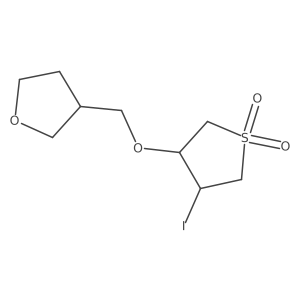 3-Iodo-4-((tetrahydrofuran-3-yl)methoxy)tetrahydrothiophene 1,1-dioxide结构式