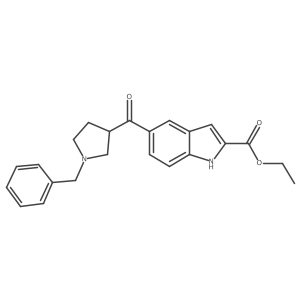 Ethyl 5-(1-benzylpyrrolidine-3-carbonyl)-1H-indole-2-carboxylate结构式