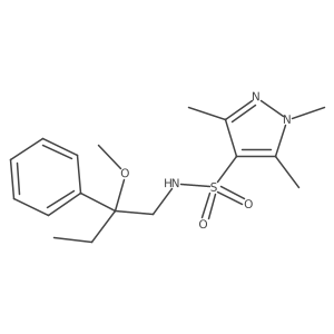 N-(2-methoxy-2-phenylbutyl)-1,3,5-trimethyl-1H-pyrazole-4-sulfonamide结构式