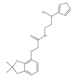 2-((2,2-dimethyl-2,3-dihydrobenzofuran-7-yl)oxy)-N-(3-hydroxy-3-(thiophen-3-yl)propyl)acetamide结构式