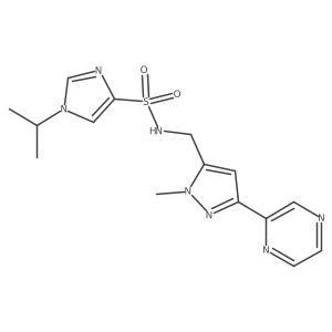 1-isopropyl-N-((1-methyl-3-(pyrazin-2-yl)-1H-pyrazol-5-yl)methyl)-1H-imidazole-4-sulfonamide结构式