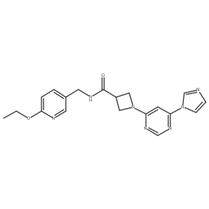 1-(6-(1H-imidazol-1-yl)pyrimidin-4-yl)-N-((6-ethoxypyridin-3-yl)methyl)azetidine-3-carboxamide结构式