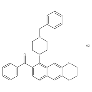 1-{8-benzoyl-2H,3H-[1,4]dioxino[2,3-g]quinolin-9-yl}-4-benzylpiperazine hydrochloride Structure