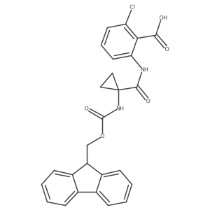 2-chloro-6-[1-({[(9H-fluoren-9-yl)methoxy]carbonyl}amino)cyclopropaneamido]benzoic acid Structure