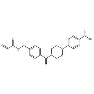 4-(4-{4-[(Prop-2-enamido)methyl]benzoyl}piperazin-1-yl)benzamide结构式