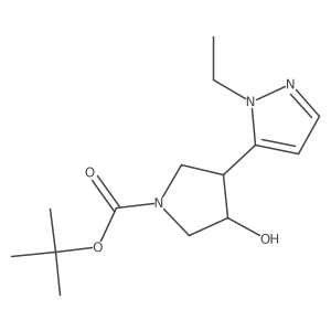rac-tert-butyl (3R,4R)-3-(1-ethyl-1H-pyrazol-5-yl)-4-hydroxypyrrolidine-1-carboxylate Structure