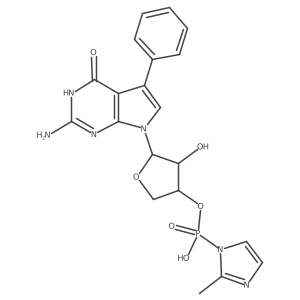 (3S,4R,5R)-5-(2-Amino-4-oxo-5-phenyl-1H-pyrrolo[2,3-d]pyrimidin-7(4H)-yl)-4-hydroxytetrahydrofuran-3-yl hydrogen (2-methyl-1H-imidazol-1-yl)phosphonate结构式