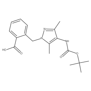 2-[(4-{[(tert-butoxy)carbonyl]amino}-3,5-dimethyl-1H-pyrazol-1-yl)methyl]benzoic acid结构式