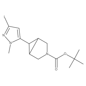 Tert-butyl 6-(3-iodo-1-methyl-1H-pyrazol-5-YL)-3-azabicyclo[3.1.0]hexane-3-carboxylate结构式
