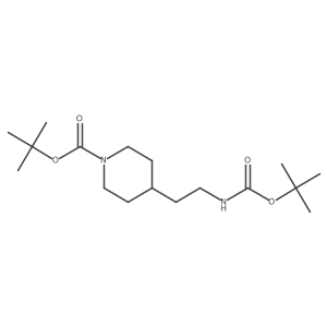 tert-Butyl 4-(2-{[(tert-butoxy)carbonyl]amino}ethyl)piperidine-1-carboxylate结构式
