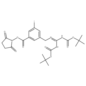 2,5-Dioxo-1-pyrrolidinyl 3-[(2,3-Di-Boc-guanidino)methyl]-5-iodobenzoate结构式