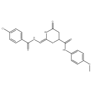 2-[(4-chlorobenzoyl)hydrazinylidene]-N-(4-methoxyphenyl)-4-oxo-1,3-thiazinane-6-carboxamide结构式