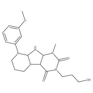 3-(3-hydroxypropyl)-9-(3-methoxyphenyl)-1-methyl-6,7,8,9a,10,10a-hexahydro-4aH-purino[7,8-a]pyrimidine-2,4-dione结构式