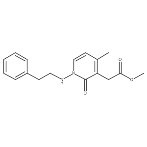 (4-Methyl-2-oxo-1-phenethylamino-1,2-dihydro-pyridin-3-yl)acetic acid methyl ester结构式