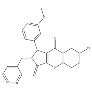 7-chloro-1-(3-methoxyphenyl)-2-(pyridin-3-ylmethyl)-4a,5,6,7,8,8a-hexahydro-1H-chromeno[2,3-c]pyrrole-3,9-dione结构式