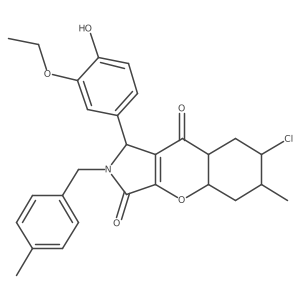 7-chloro-1-(3-ethoxy-4-hydroxyphenyl)-6-methyl-2-[(4-methylphenyl)methyl]-4a,5,6,7,8,8a-hexahydro-1H-chromeno[2,3-c]pyrrole-3,9-dione结构式