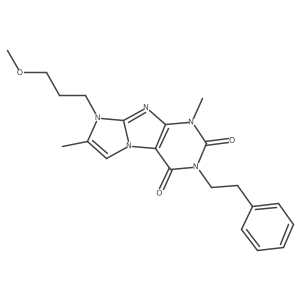 8-(3-methoxypropyl)-1,7-dimethyl-3-phenethyl-1H-imidazo[2,1-f]purine-2,4(3H,8H)-dione结构式