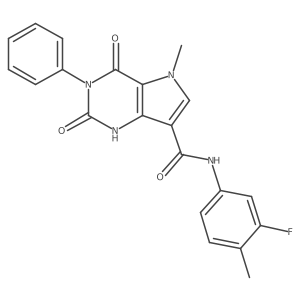N-(3-fluoro-4-methylphenyl)-5-methyl-2,4-dioxo-3-phenyl-2,3,4,5-tetrahydro-1H-pyrrolo[3,2-d]pyrimidine-7-carboxamide结构式