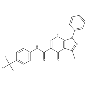 3-methyl-4-oxo-1-phenyl-N-(4-(trifluoromethyl)phenyl)-4,7-dihydro-1H-pyrazolo[3,4-b]pyridine-5-carboxamide结构式