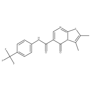 2,3-dimethyl-5-oxo-N-[4-(trifluoromethyl)phenyl]-5H-[1,3]thiazolo[3,2-a]pyrimidine-6-carboxamide结构式