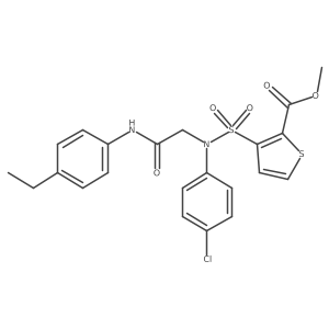 methyl 3-(N-(4-chlorophenyl)-N-(2-((4-ethylphenyl)amino)-2-oxoethyl)sulfamoyl)thiophene-2-carboxylate结构式