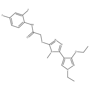 N-(2,4-difluorophenyl)-2-((5-(3-ethoxy-1-ethyl-1H-pyrazol-4-yl)-4-methyl-4H-1,2,4-triazol-3-yl)thio)acetamide结构式