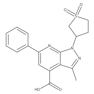1-(1,1-dioxidotetrahydrothiophen-3-yl)-3-methyl-6-phenyl-1H-pyrazolo[3,4-b]pyridine-4-carboxylic acid结构式