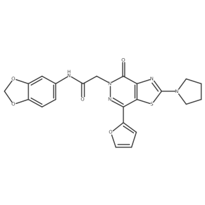 N-(benzo[d][1,3]dioxol-5-yl)-2-(7-(furan-2-yl)-4-oxo-2-(pyrrolidin-1-yl)thiazolo[4,5-d]pyridazin-5(4H)-yl)acetamide Structure
