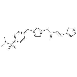 (E)-N-(5-(4-(isopropylsulfonyl)benzyl)-1,3,4-oxadiazol-2-yl)-3-(thiophen-2-yl)acrylamide结构式
