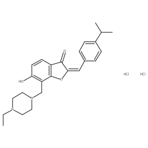 (2Z)-7-[(4-ethylpiperazin-1-yl)methyl]-6-hydroxy-2-{[4-(propan-2-yl)phenyl]methylidene}-2,3-dihydro-1-benzofuran-3-one dihydrochloride结构式