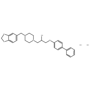 1-[4-(1,3-benzodioxol-5-ylmethyl)piperazin-1-yl]-3-(4-phenylphenoxy)propan-2-ol;dihydrochloride结构式