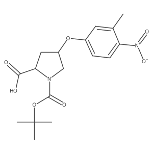 (2S,4S)-1-(Tert-butoxycarbonyl)-4-(3-methyl-4-nitrophenoxy)-2-pyrrolidinecarboxylic acid结构式