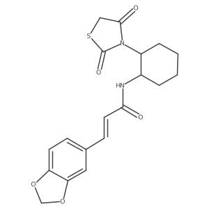 (E)-3-(benzo[d][1,3]dioxol-5-yl)-N-(2-(2,4-dioxothiazolidin-3-yl)cyclohexyl)acrylamide Structure