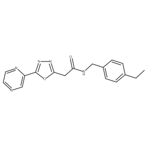 N-[(4-ethylphenyl)methyl]-2-[5-(pyrazin-2-yl)-1,3,4-oxadiazol-2-yl]acetamide结构式