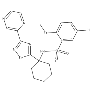 5-chloro-2-methoxy-N-[1-(3-pyrazin-2-yl-1,2,4-oxadiazol-5-yl)cyclohexyl]benzenesulfonamide Structure
