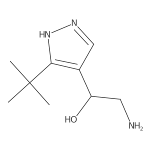 2-amino-1-(3-tert-butyl-1H-pyrazol-4-yl)ethan-1-ol结构式