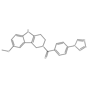 (8-methoxy-1,3,4,5-tetrahydro-2H-pyrido[4,3-b]indol-2-yl)[4-(1H-tetrazol-1-yl)phenyl]methanone结构式
