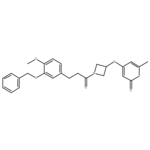 4-((1-(3-(3-(benzyloxy)-4-methoxyphenyl)propanoyl)azetidin-3-yl)oxy)-6-methyl-2H-pyran-2-one结构式