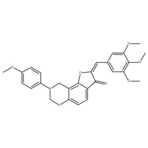 (Z)-8-(4-methoxyphenyl)-2-(3,4,5-trimethoxybenzylidene)-8,9-dihydro-2H-benzofuro[7,6-e][1,3]oxazin-3(7H)-one结构式