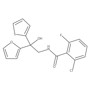 2-chloro-6-fluoro-N-(2-(furan-2-yl)-2-hydroxy-2-(thiophen-2-yl)ethyl)benzamide Structure