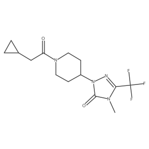 1-(1-(2-cyclopropylacetyl)piperidin-4-yl)-4-methyl-3-(trifluoromethyl)-1H-1,2,4-triazol-5(4H)-one结构式